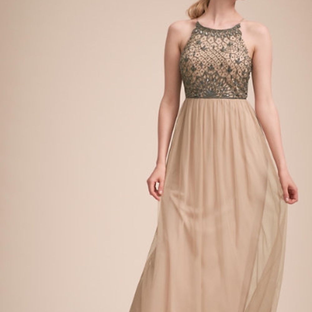 BHLDN Beaded Lachlan Dress in Nude/Blush